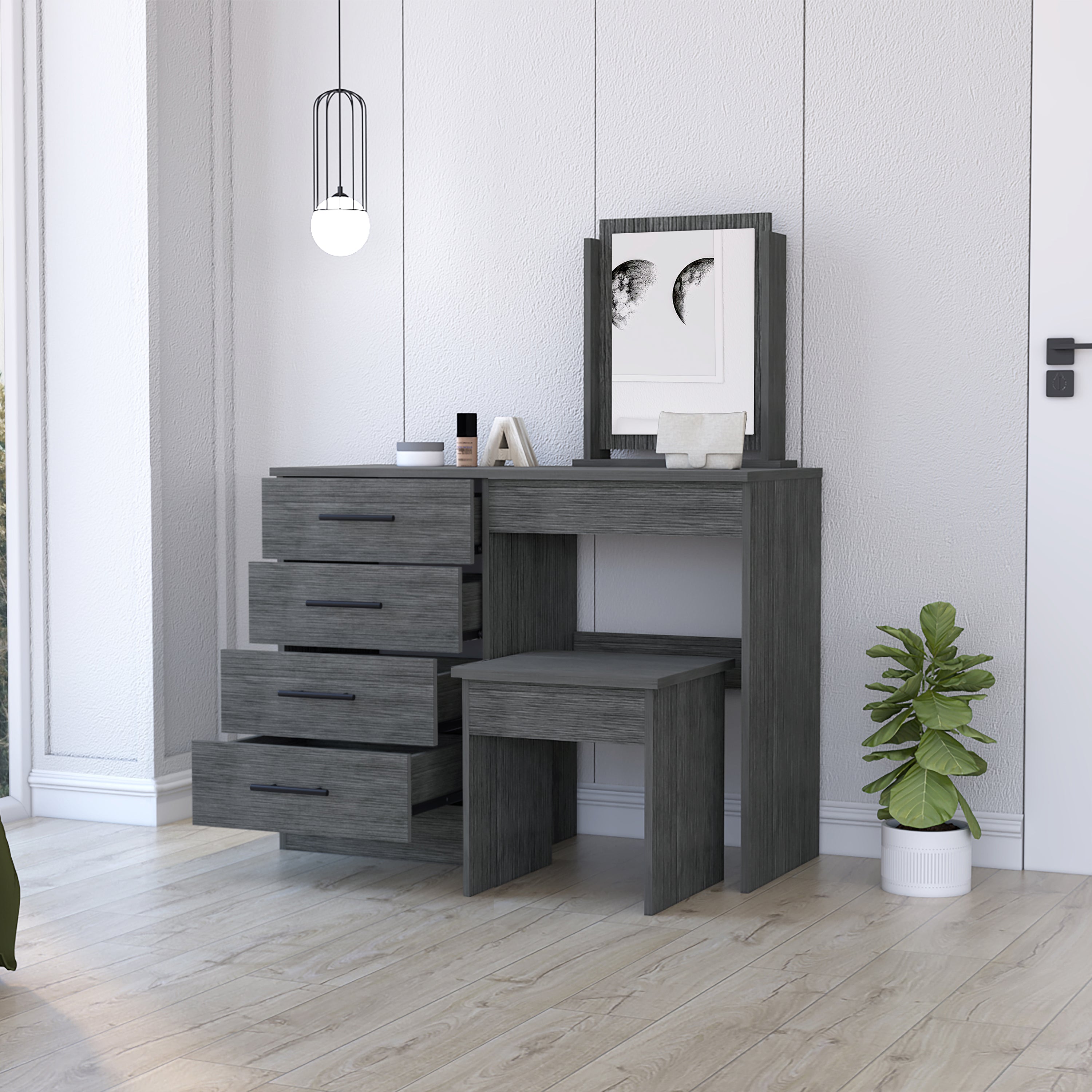 Boahaus Tyche Dressing Table with Storage Drawers, Mirror & Stool | Elegance Redefined