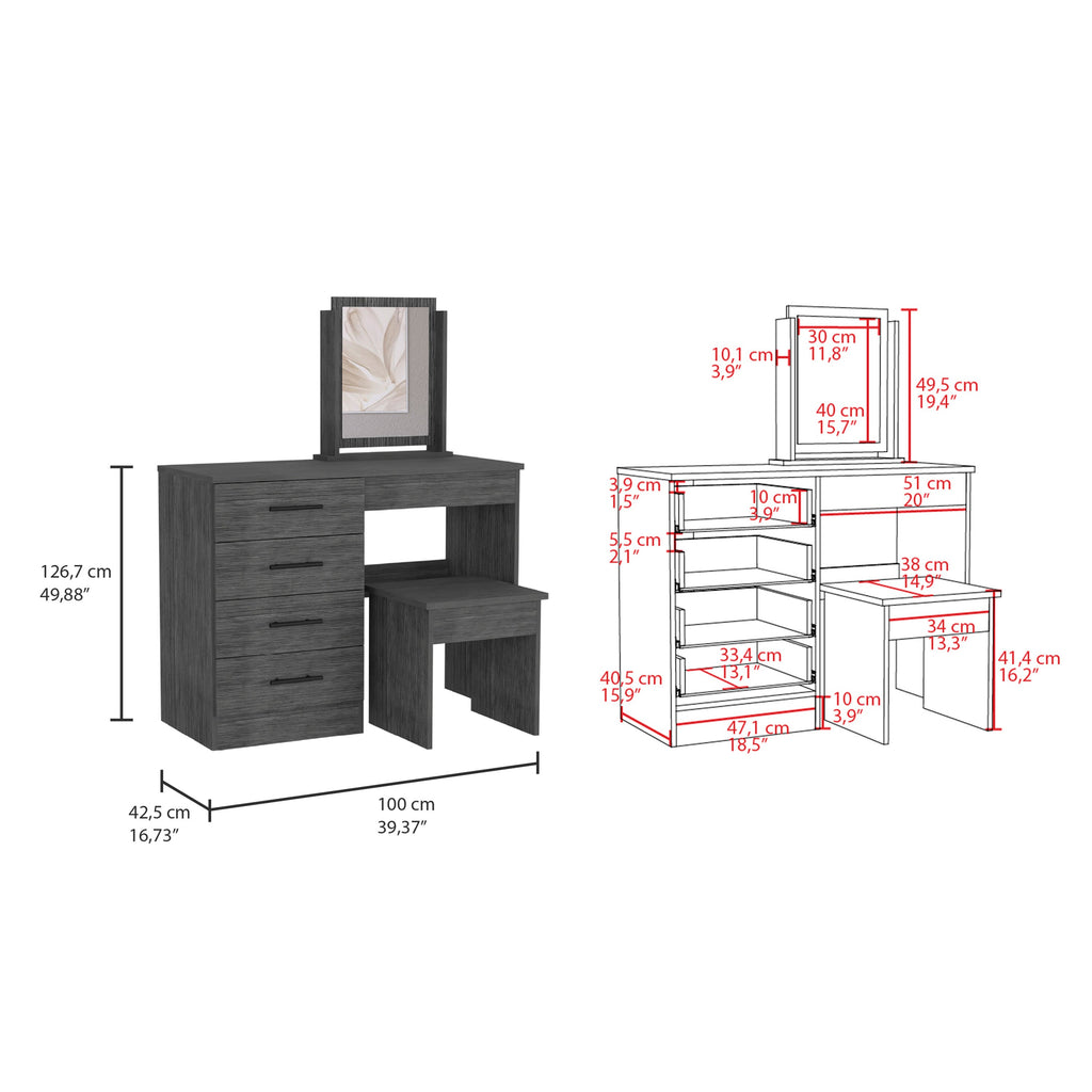 Boahaus Tyche Dressing Table with Storage Drawers, Mirror & Stool | Elegance Redefined