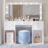 Boahaus Amira Lighted Vanity Table with Glass Top | White Premium Design