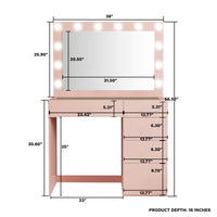 Boahaus Adele Lighted Vanity Makeup Desk