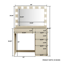 Boahaus Adele Lighted Vanity Makeup Desk