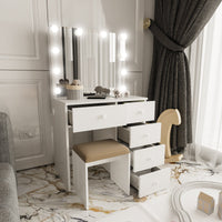 Boahaus Kim Small Kids Vanity with Mirror, Lights, and Chair