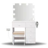 Boahaus Kim Small Kids Vanity with Mirror, Lights, and Chair