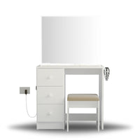 Boahaus Hyacinth Mini Vanity Desk with Mirror Chair and LED Lights