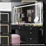 Brielle Makeup Vanity with Adjustable LED Mirror, Bluetooth Speakers, and Charging Station | Premium Boahaus Vanity (WMT)