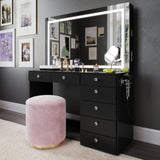 Brielle Makeup Vanity with Adjustable LED Mirror, Bluetooth Speakers, and Charging Station | Premium Boahaus Vanity (W)