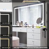 Brielle Makeup Vanity with Adjustable LED Mirror, Bluetooth Speakers, and Charging Station | Premium Boahaus Vanity