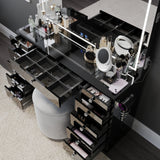 Amelia Premium Makeup Vanity with Full-Width LED Mirror, Bluetooth Speakers, and 11 Storage Drawers | Boahaus Vanity