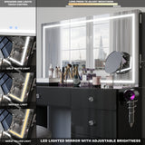 Emilia Premium Makeup Vanity with LED Mirror, Bluetooth Speakers, and 5 Drawers | Boahaus Vanity