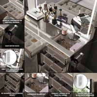 Emilia Premium Makeup Vanity with LED Mirror, Bluetooth Speakers, and 5 Drawers | Boahaus Vanity