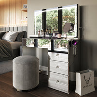 Emilia Premium Makeup Vanity with LED Mirror, Bluetooth Speakers, and 5 Drawers | Boahaus Vanity