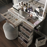 Emilia Premium Makeup Vanity with LED Mirror, Bluetooth Speakers, and 5 Drawers | Boahaus Vanity