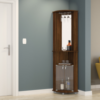 Boahaus Glasgow Corner Bar Cabinet with Glass Rack and Storage | Brown Premium Design