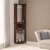 Boahaus Glasgow Corner Bar Cabinet with Glass Rack and Storage | Brown Premium Design