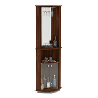 Boahaus Glasgow Corner Bar Cabinet with Glass Rack and Storage | Brown Premium Design