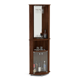 Boahaus Glasgow Corner Bar Cabinet with Glass Rack and Storage | Brown Premium Design