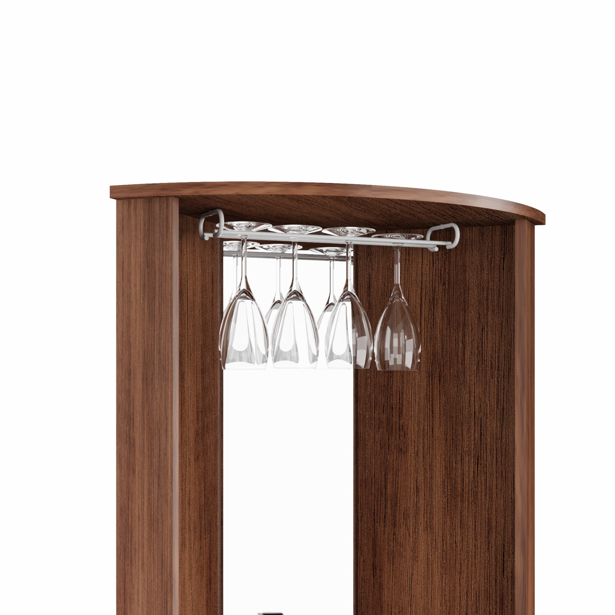Boahaus Glasgow Corner Bar Cabinet with Glass Rack and Storage | Brown Premium Design
