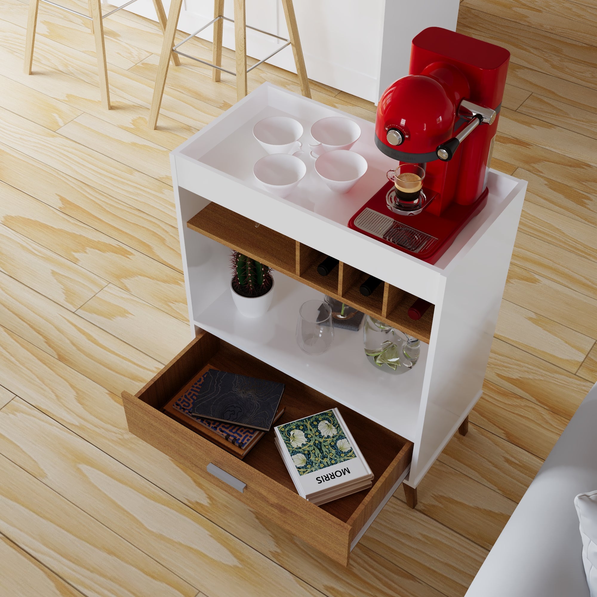 Boahaus Ashbourne Bar Cabinet with Wine Rack & Storage | Modern Design