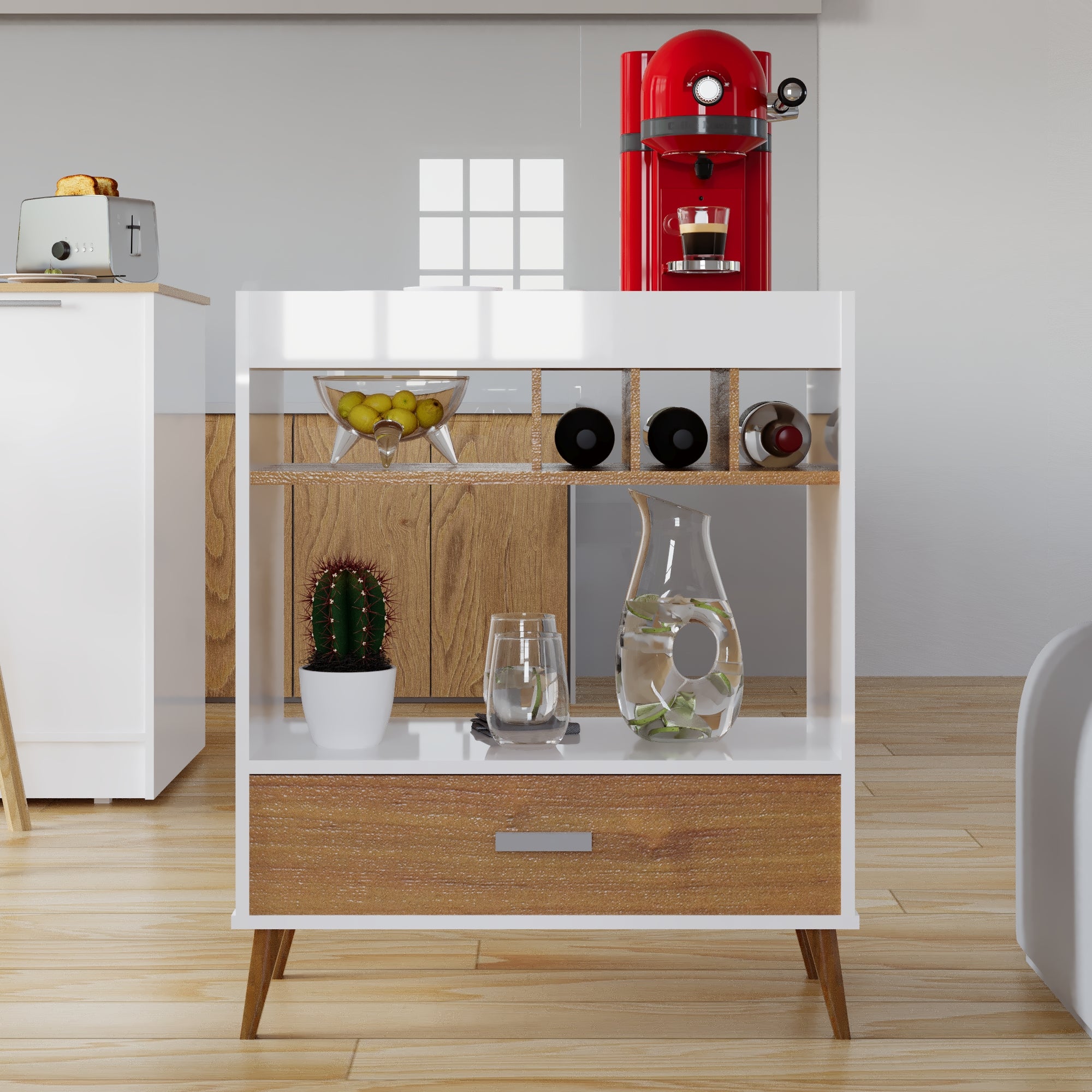 Boahaus Ashbourne Bar Cabinet with Wine Rack & Storage | Modern Design