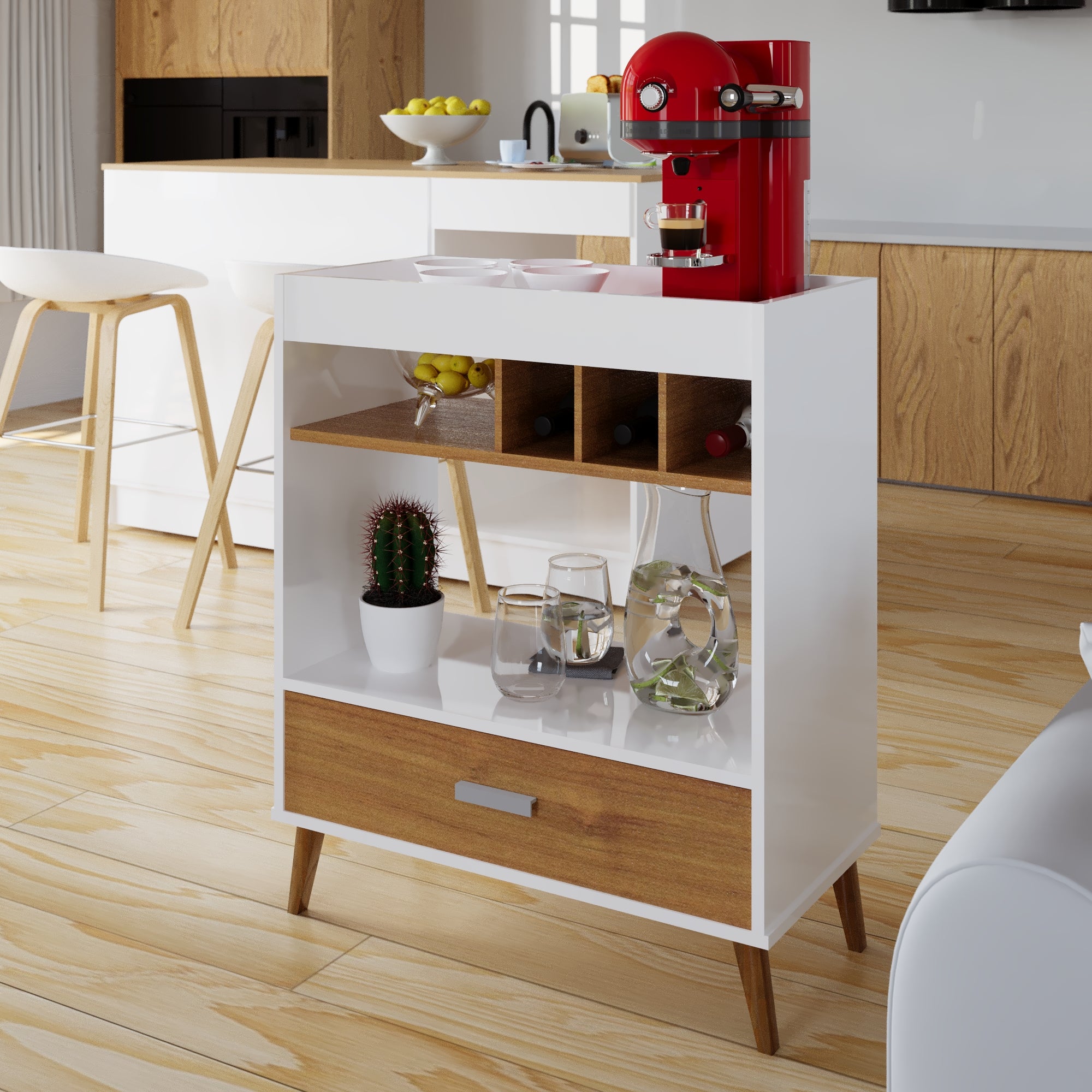 Boahaus Ashbourne Bar Cabinet with Wine Rack & Storage | Modern Design
