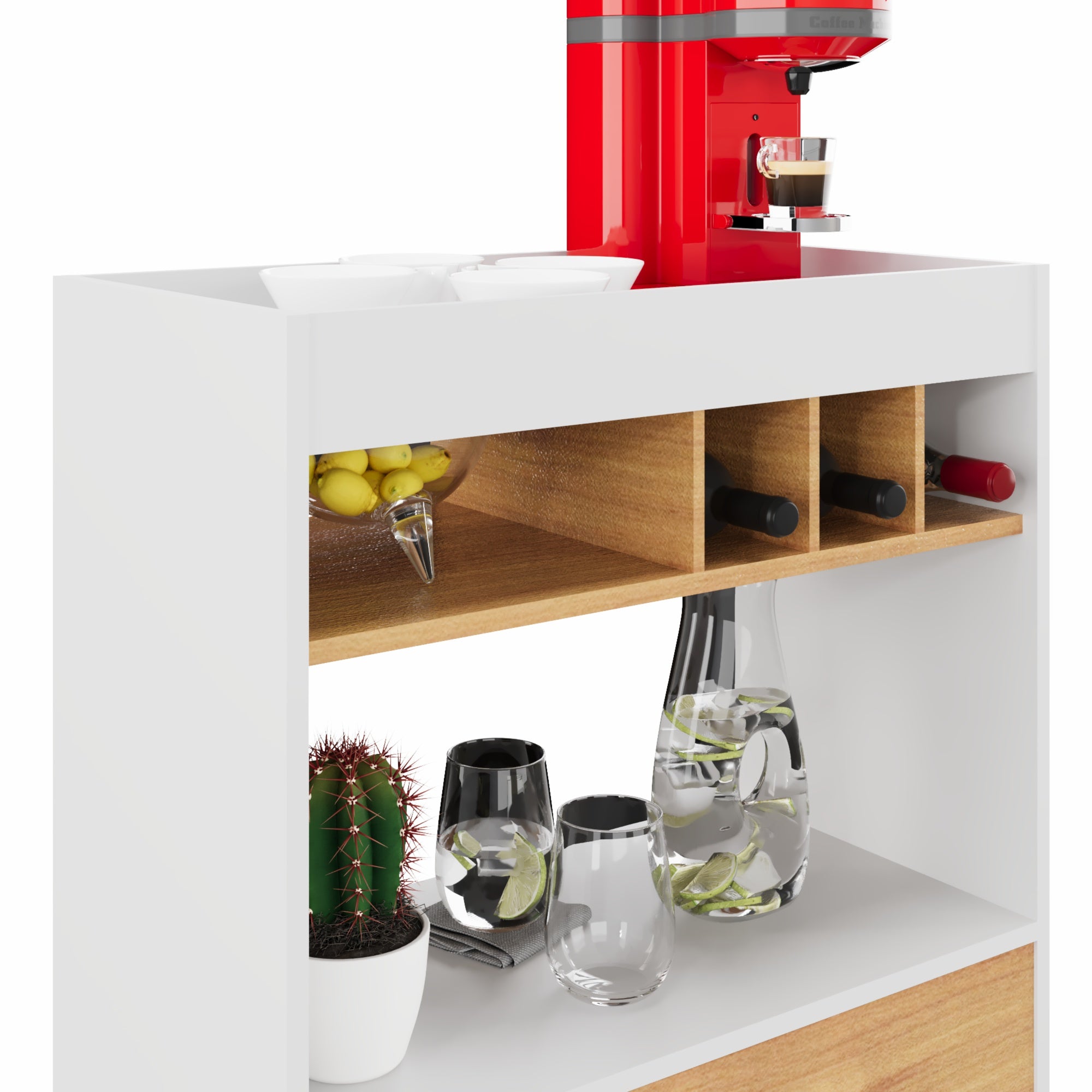 Boahaus Ashbourne Bar Cabinet with Wine Rack & Storage | Modern Design