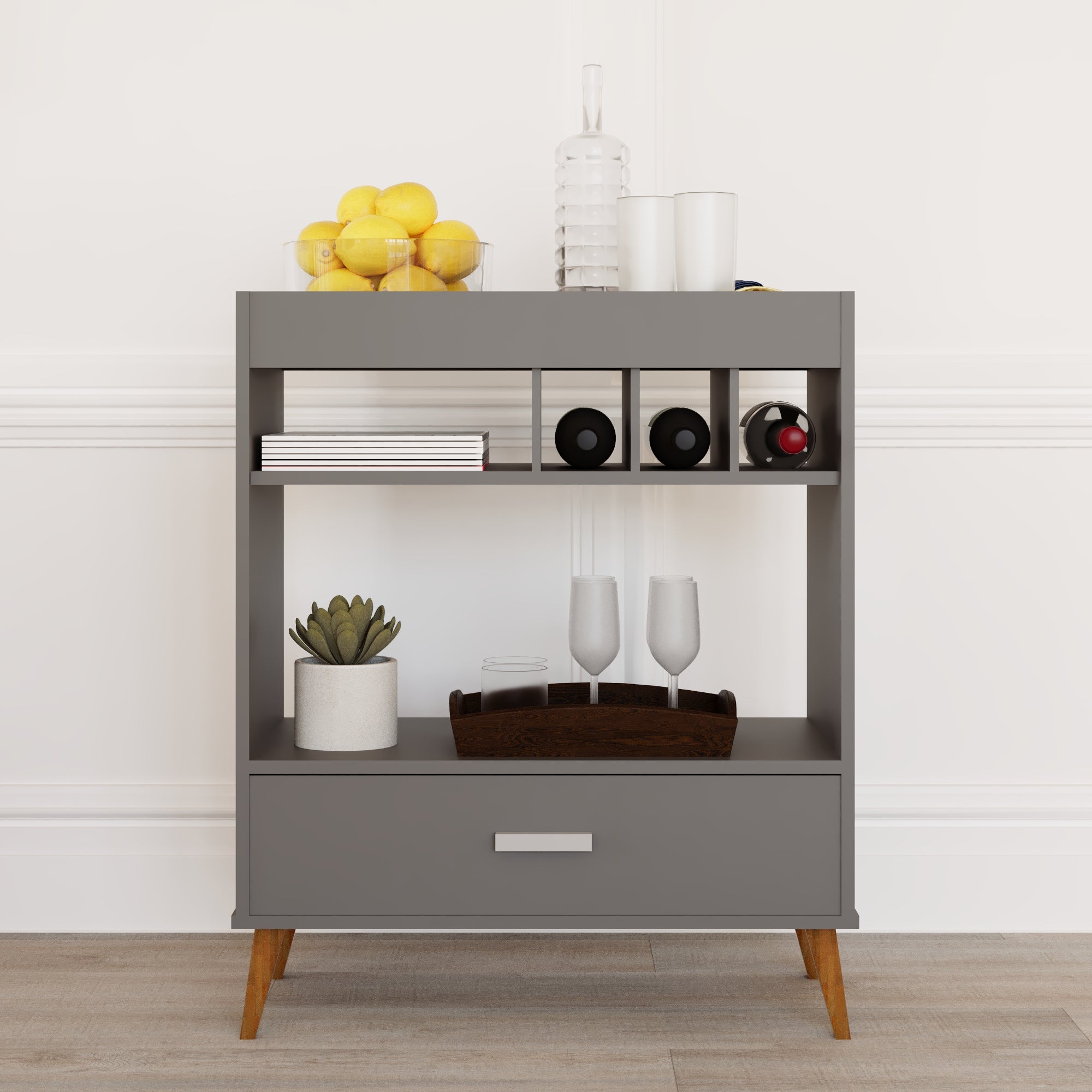 Boahaus Ashbourne Bar Cabinet with Wine Rack & Storage | Modern Design