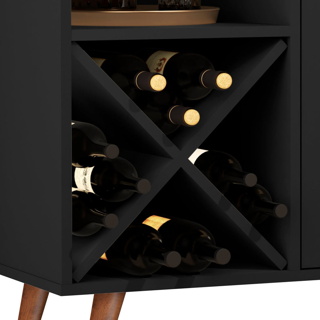 Boahaus Cartmel Bar Cabinet with Wine Rack & Storage | Modern Design & Wooden Legs