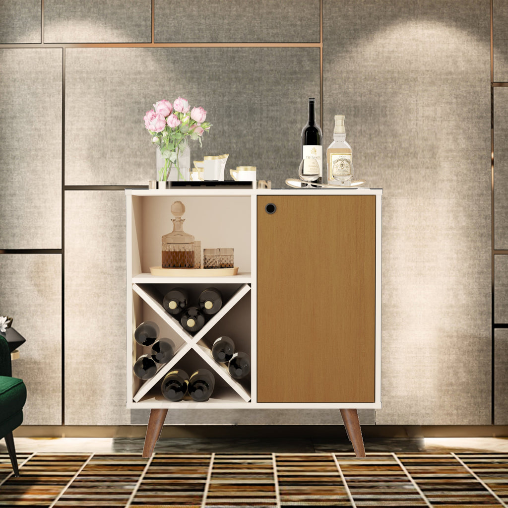 Boahaus Cartmel Bar Cabinet with Wine Rack & Storage | Modern Design & Wooden Legs