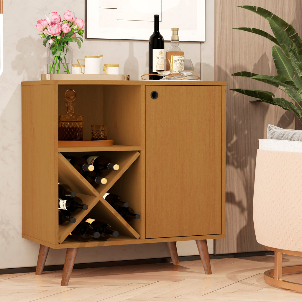 Boahaus Cartmel Bar Cabinet with Wine Rack & Storage | Modern Design & Wooden Legs
