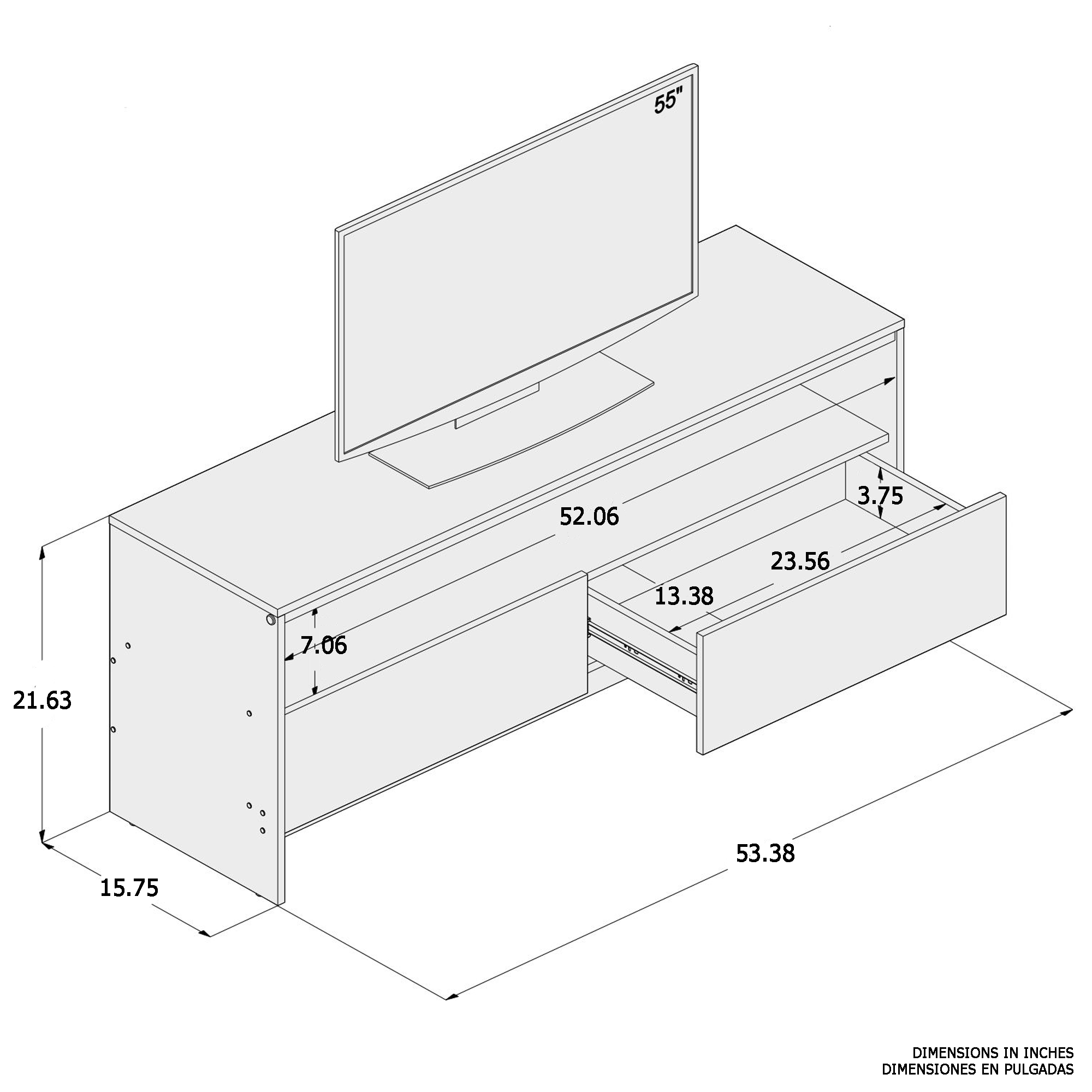 Boahaus Phoenix TV Stand | Modern Entertainment Center with Storage for 55" TVs