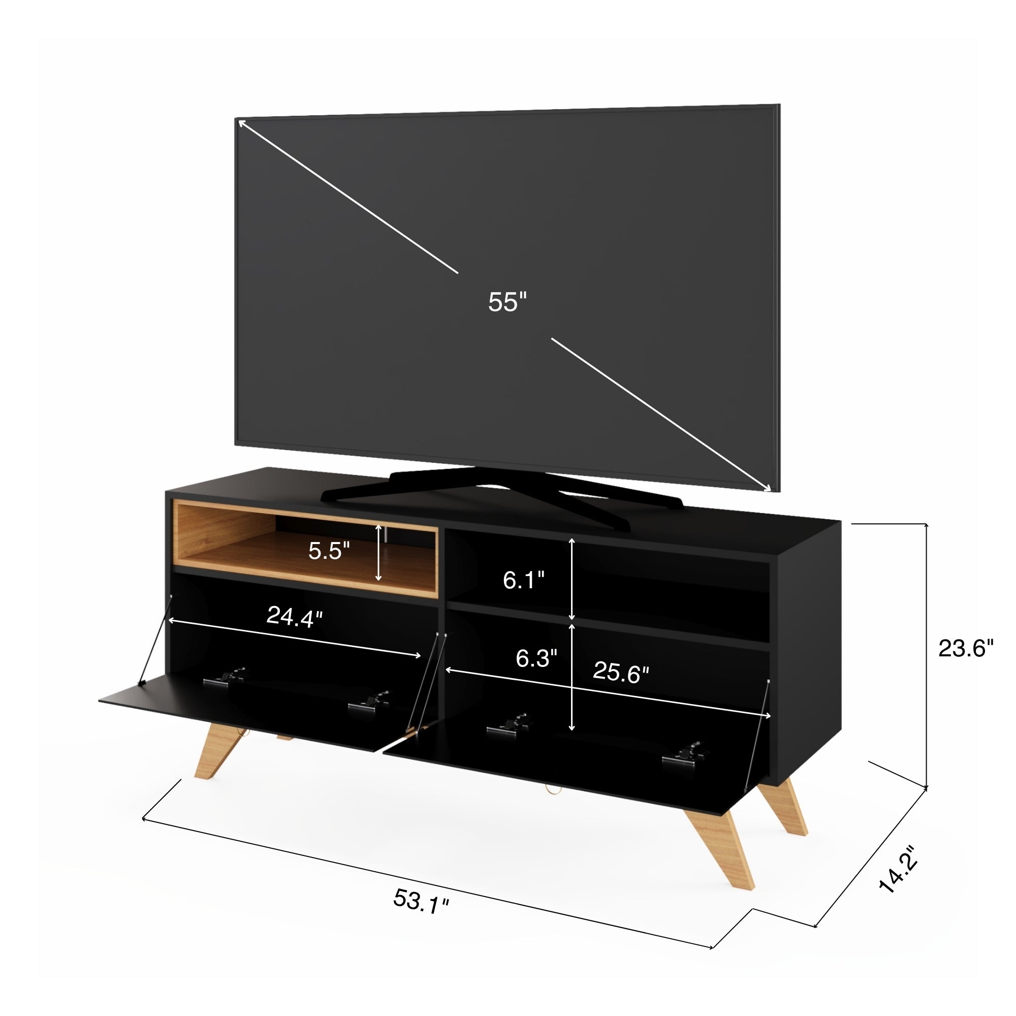 Boahaus Baltimore TV Stand | Modern Elegance with Storage for 55" TVs