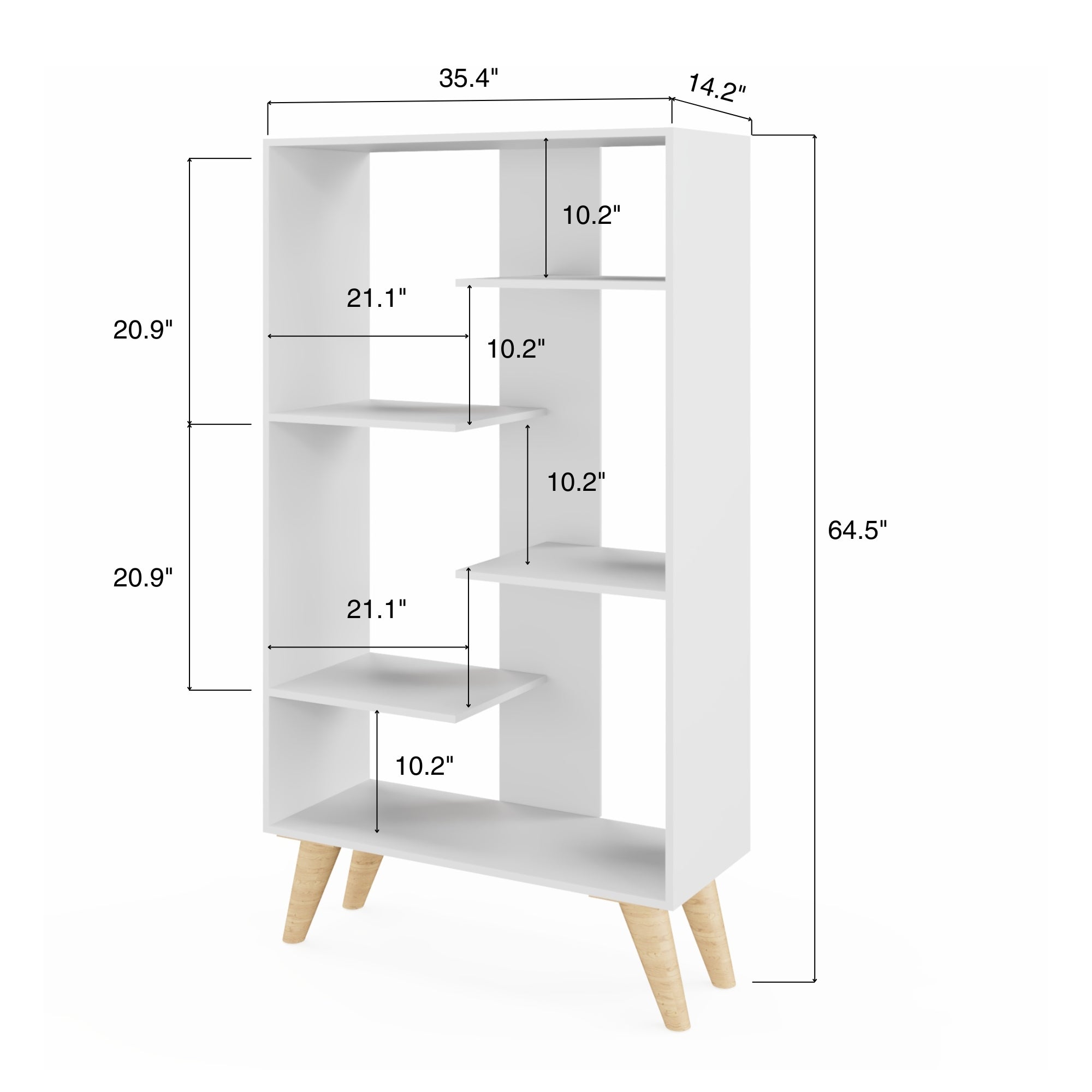 Boahaus Lund Modern Bookcase with Open Shelves | Stylish Design