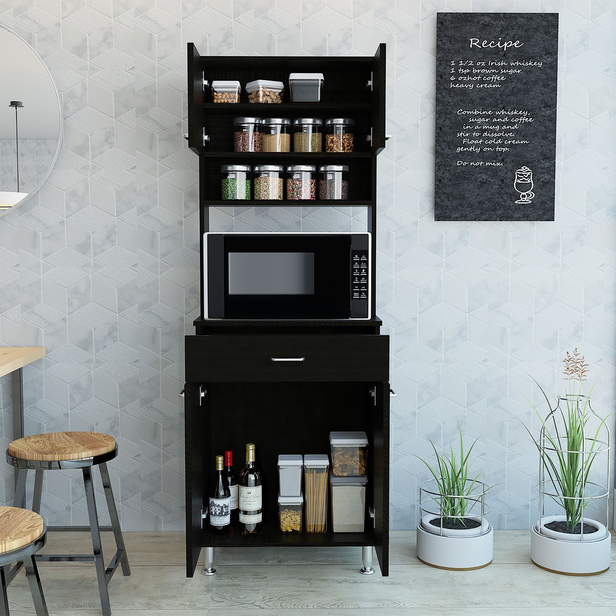 Nancy Kitchen Cabinet (Black)
