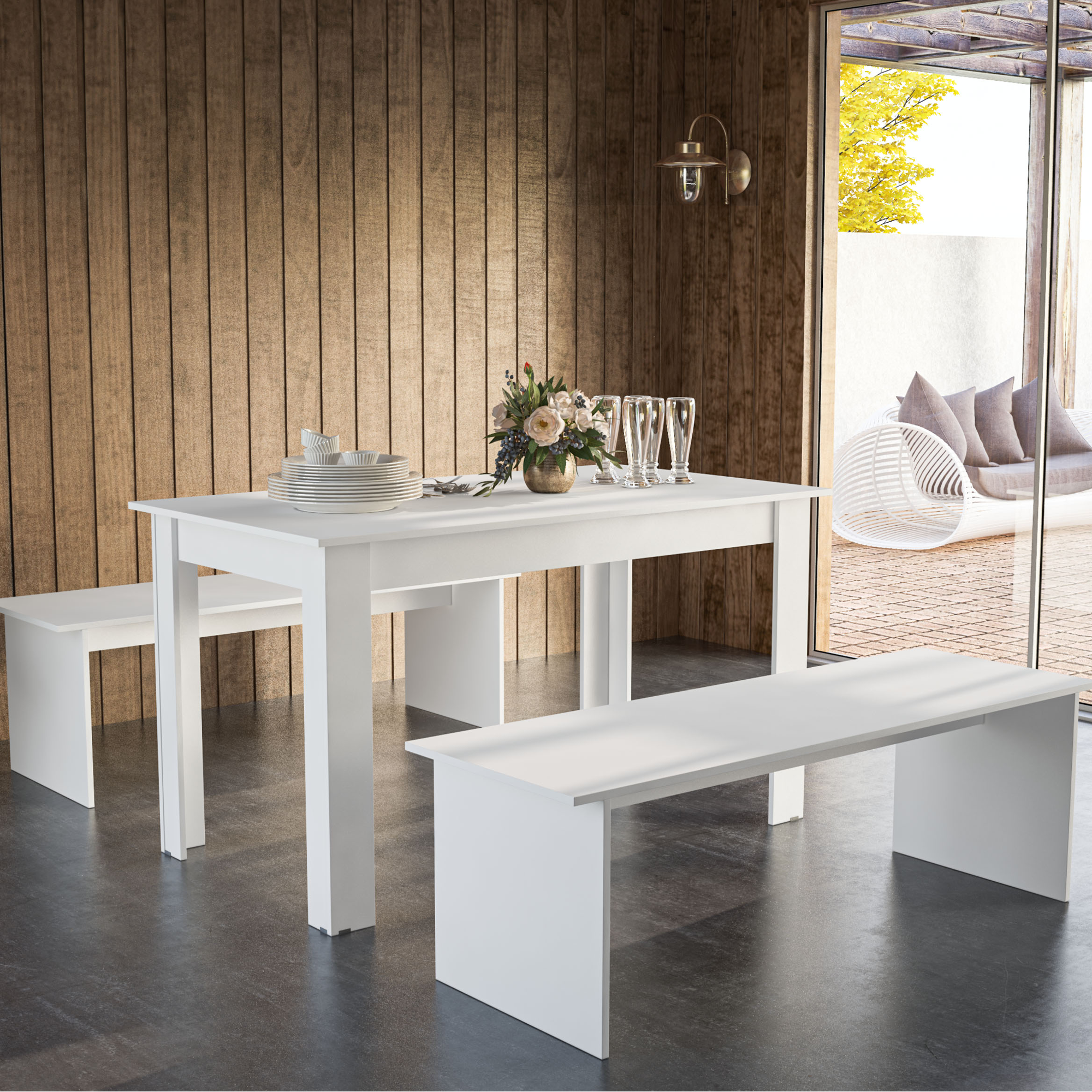Boahaus Denali 3-Piece Dining Table Set with Benches | Premium Design
