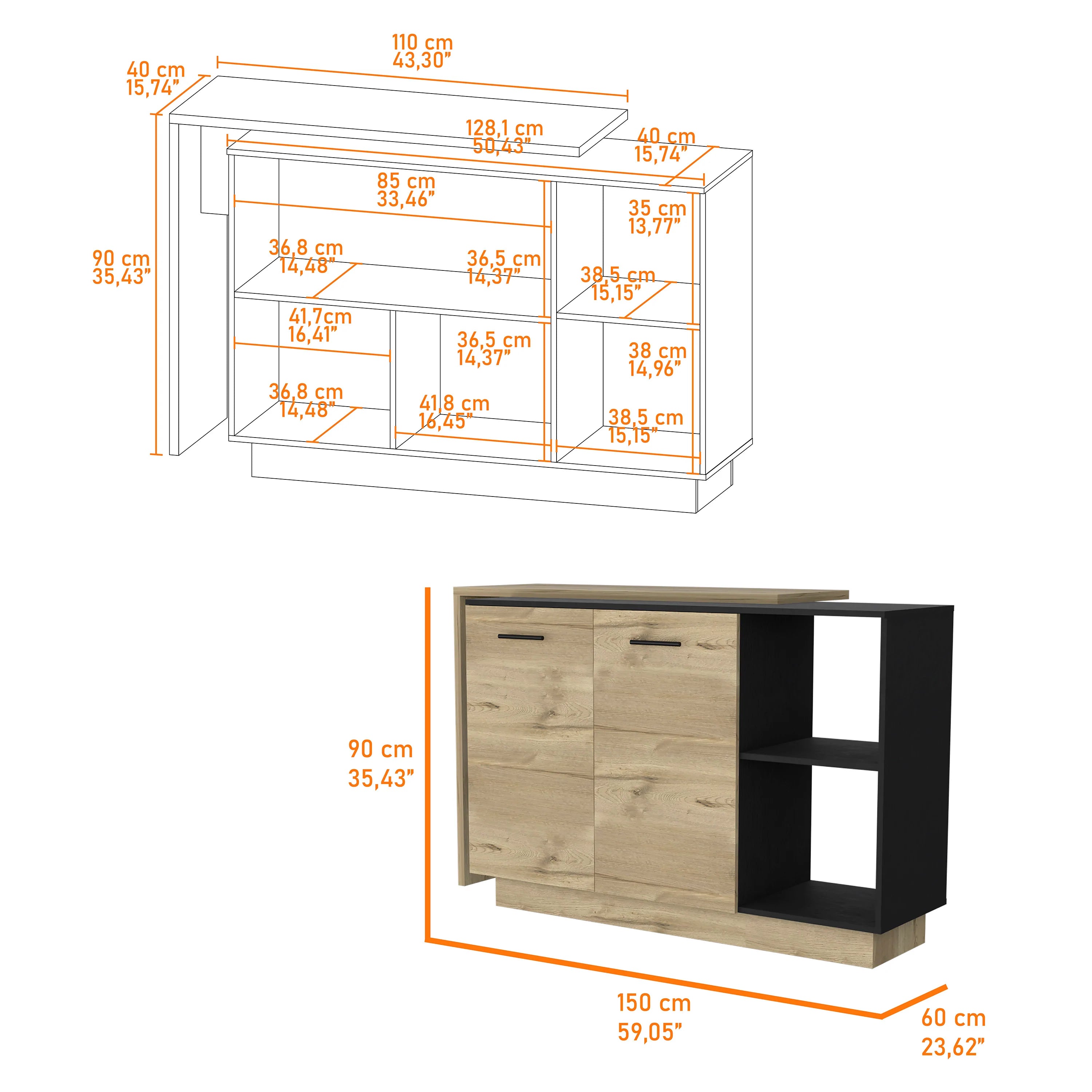 Boahaus Le Mans Kitchen Island