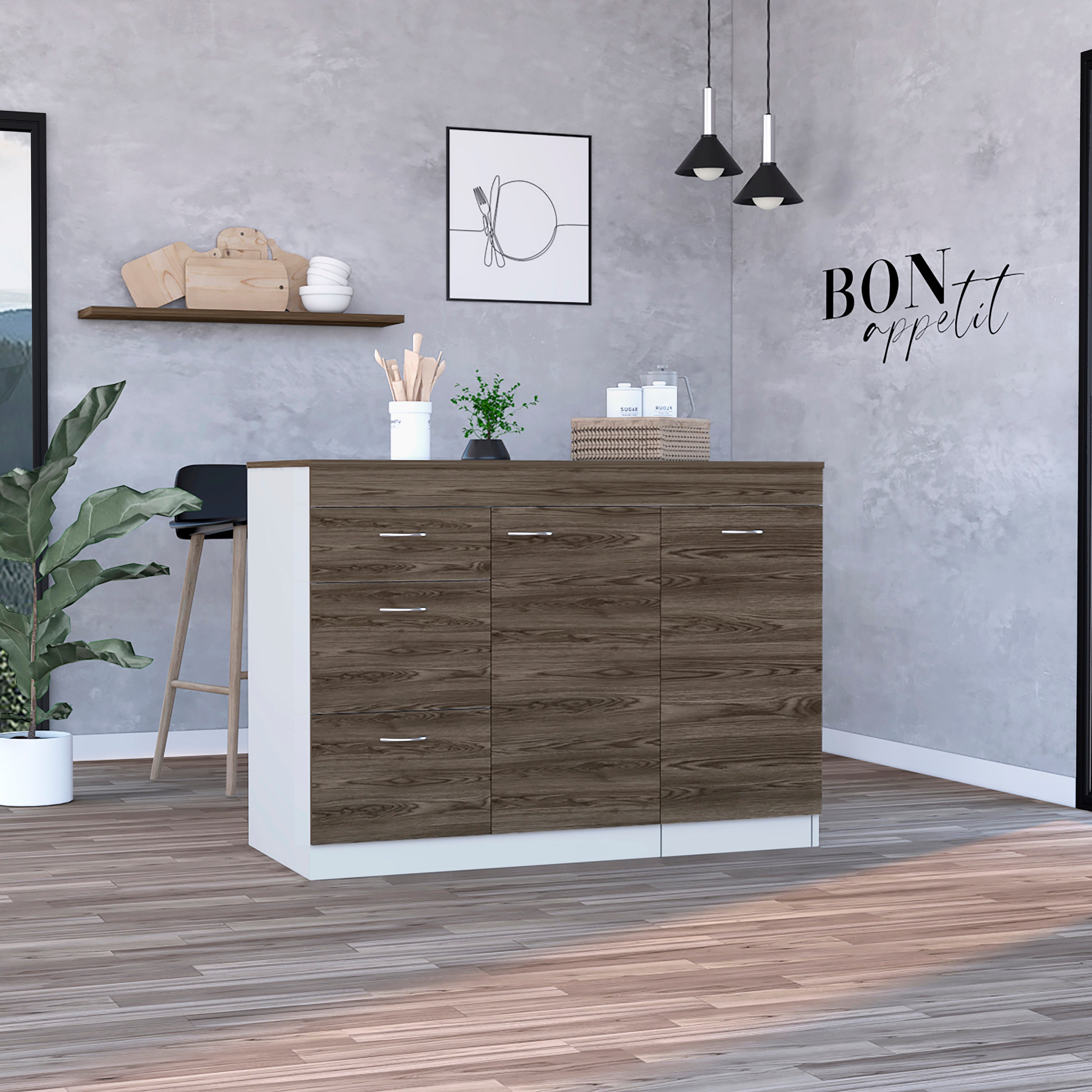 Bayonne Cabinet (White-Walnut)
