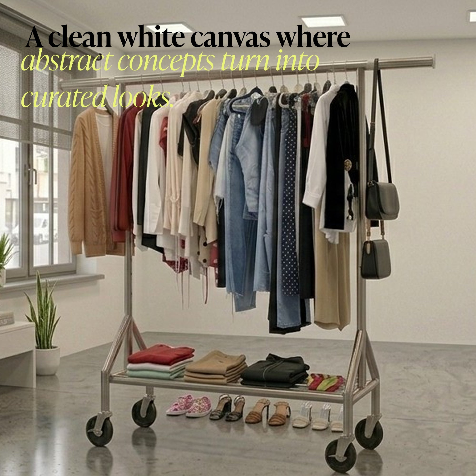 Troy Garment Rack with Double Tier Shelves