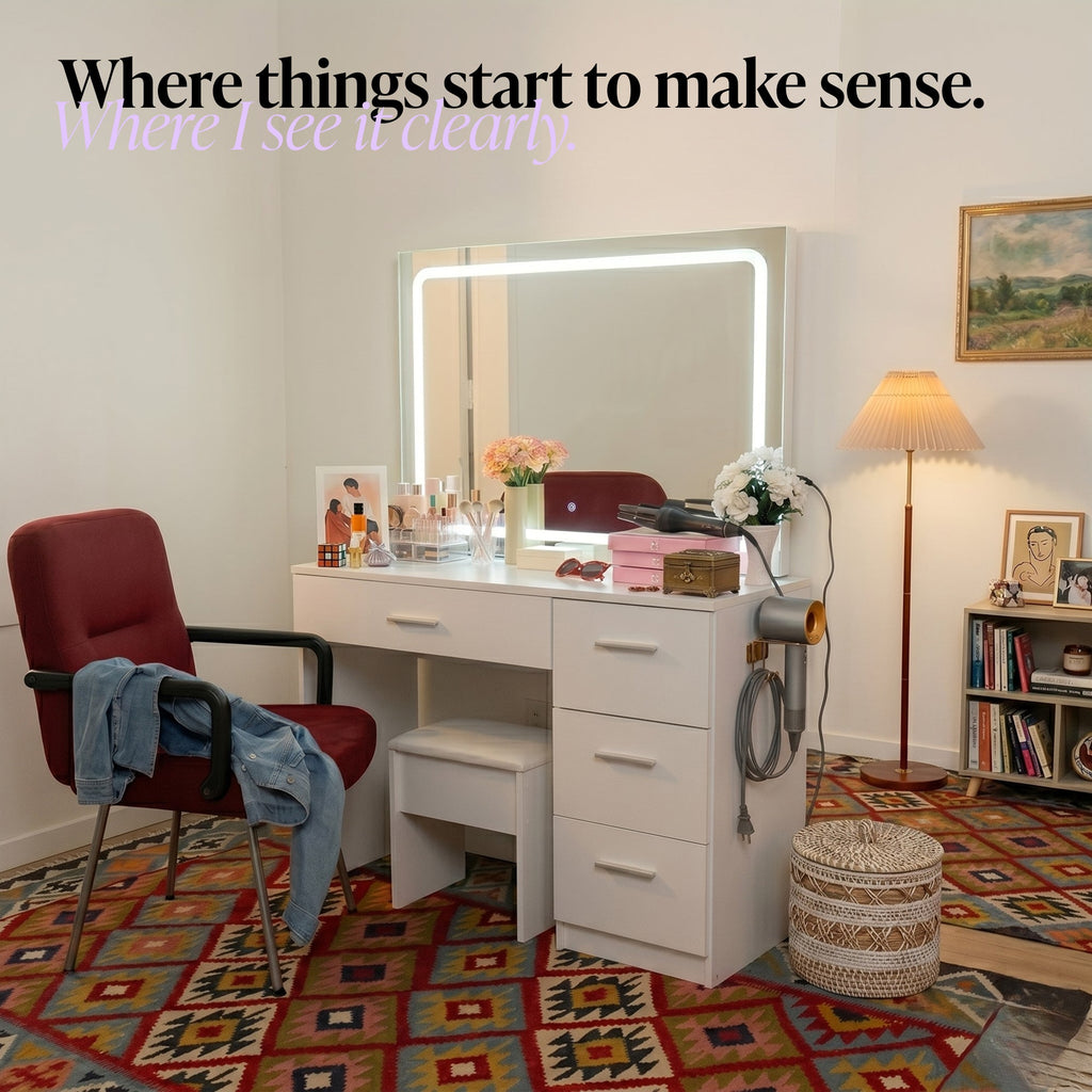 Boahaus Mila Vanity Desk with LED Mirror