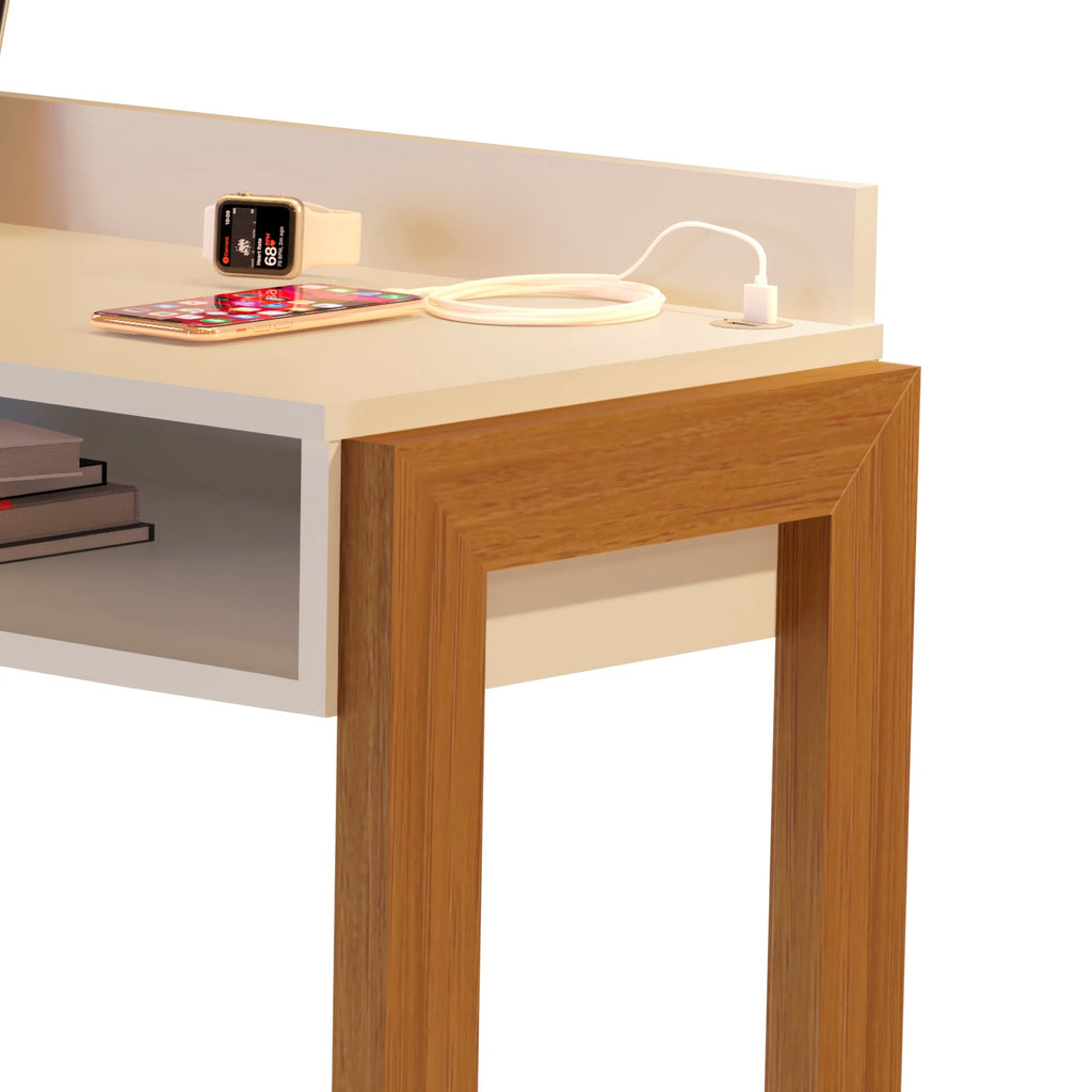 Boahaus Kettlewell Modern Computer Desk | Space-Saving Design with USB Ports