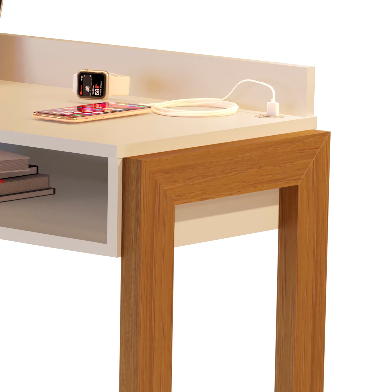 Boahaus Kettlewell Modern Computer Desk | Space-Saving Design with USB Ports