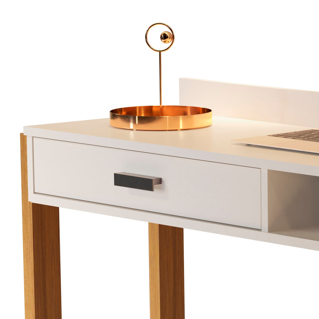 Boahaus Kettlewell Modern Computer Desk | Space-Saving Design with USB Ports