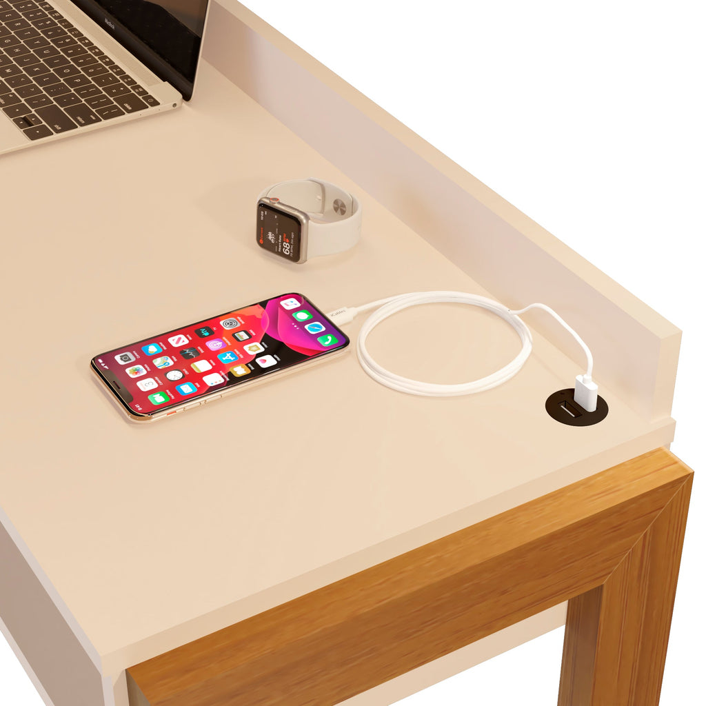 Boahaus Kettlewell Modern Computer Desk | Space-Saving Design with USB Ports