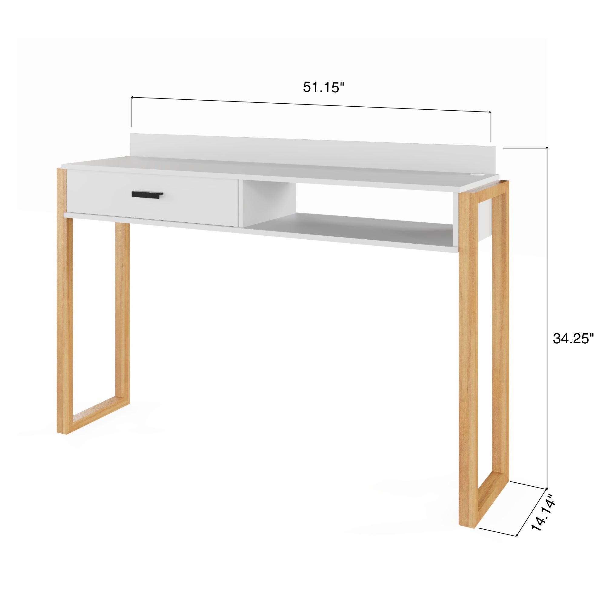 Boahaus Kettlewell Modern Computer Desk | Space-Saving Design with USB Ports