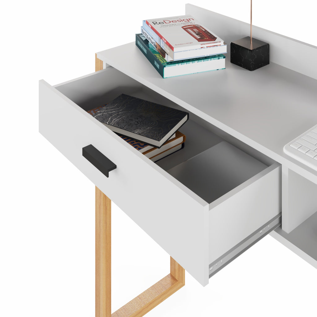 Boahaus Kettlewell Modern Computer Desk | Space-Saving Design with USB Ports