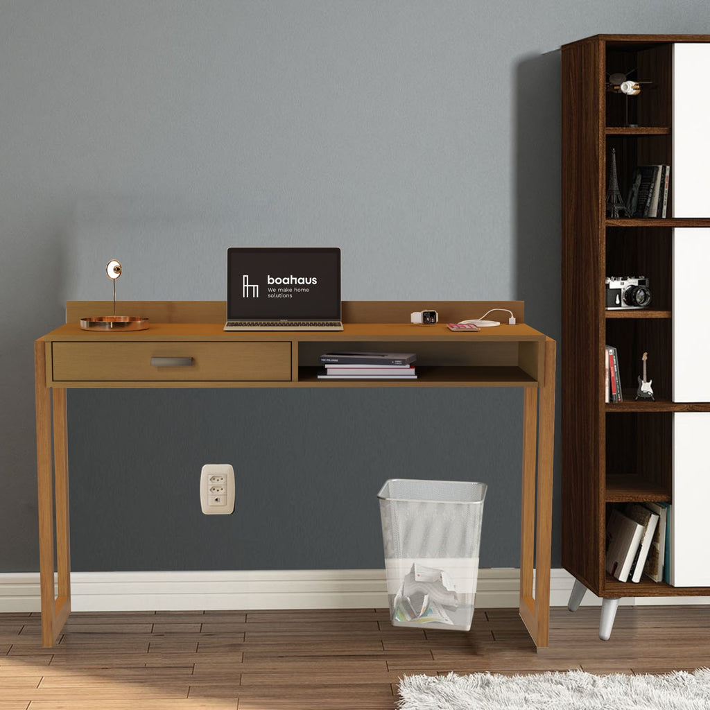 Boahaus Kettlewell Modern Computer Desk | Space-Saving Design with USB Ports