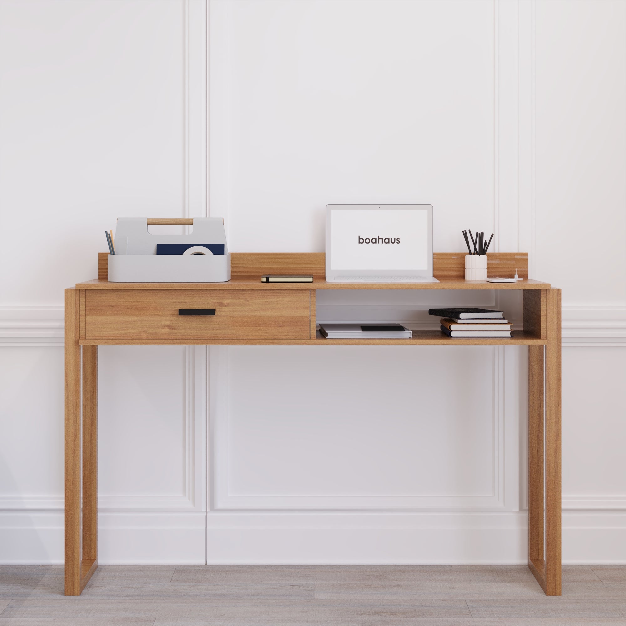 Boahaus Kettlewell Modern Computer Desk | Space-Saving Design with USB Ports