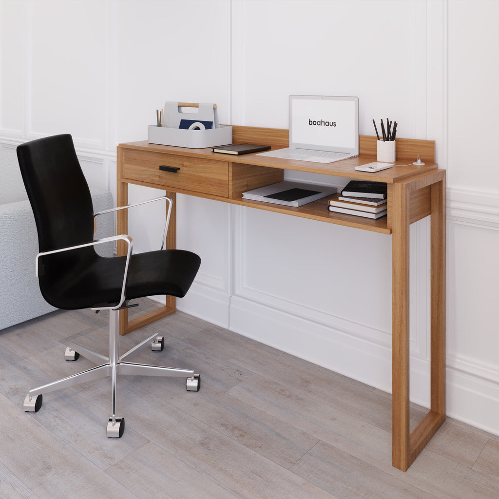 Boahaus Kettlewell Modern Computer Desk | Space-Saving Design with USB Ports