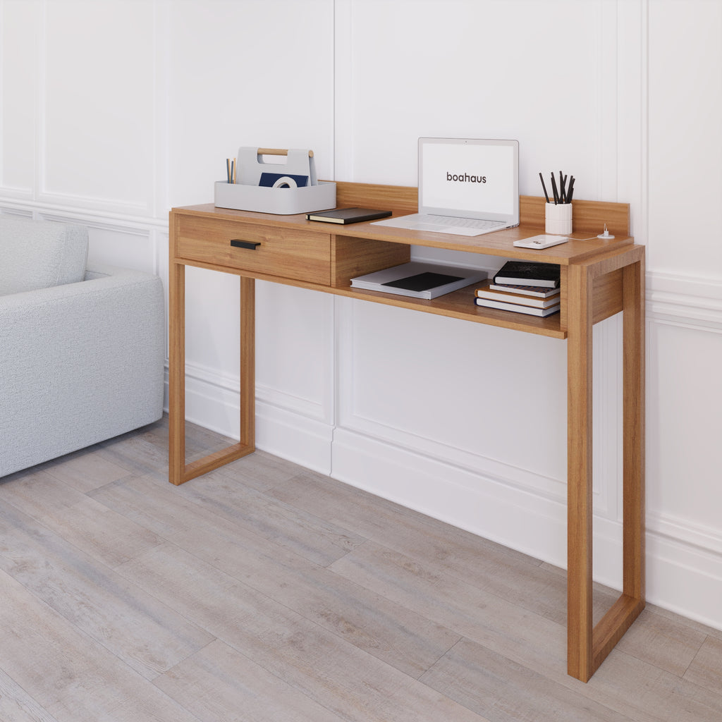 Boahaus Kettlewell Modern Computer Desk | Space-Saving Design with USB Ports