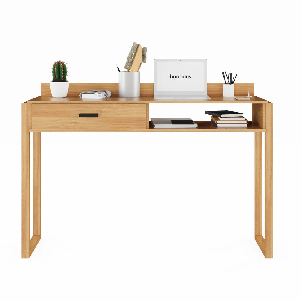 Boahaus Kettlewell Modern Computer Desk | Space-Saving Design with USB Ports