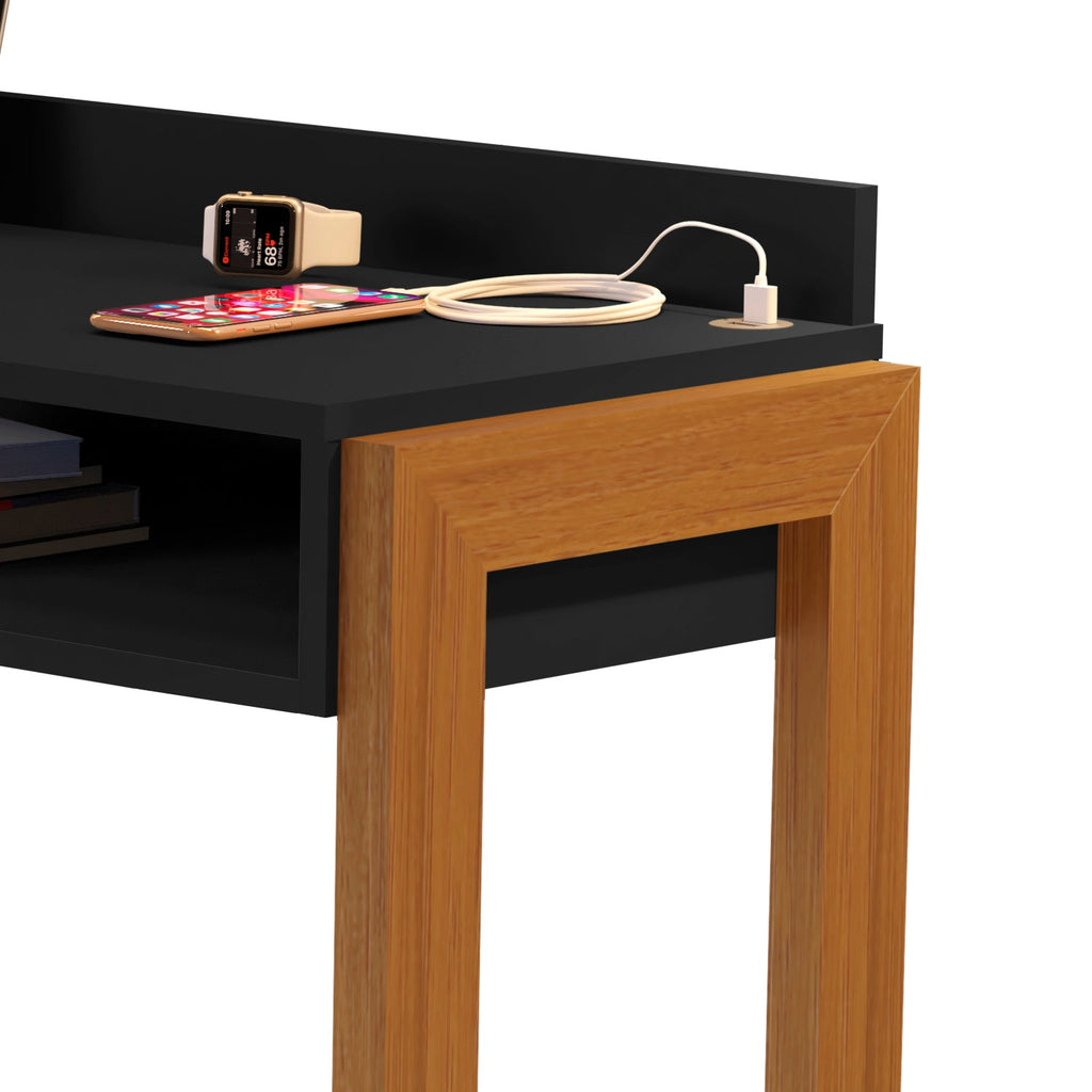 Boahaus Kettlewell Modern Computer Desk | Space-Saving Design with USB Ports